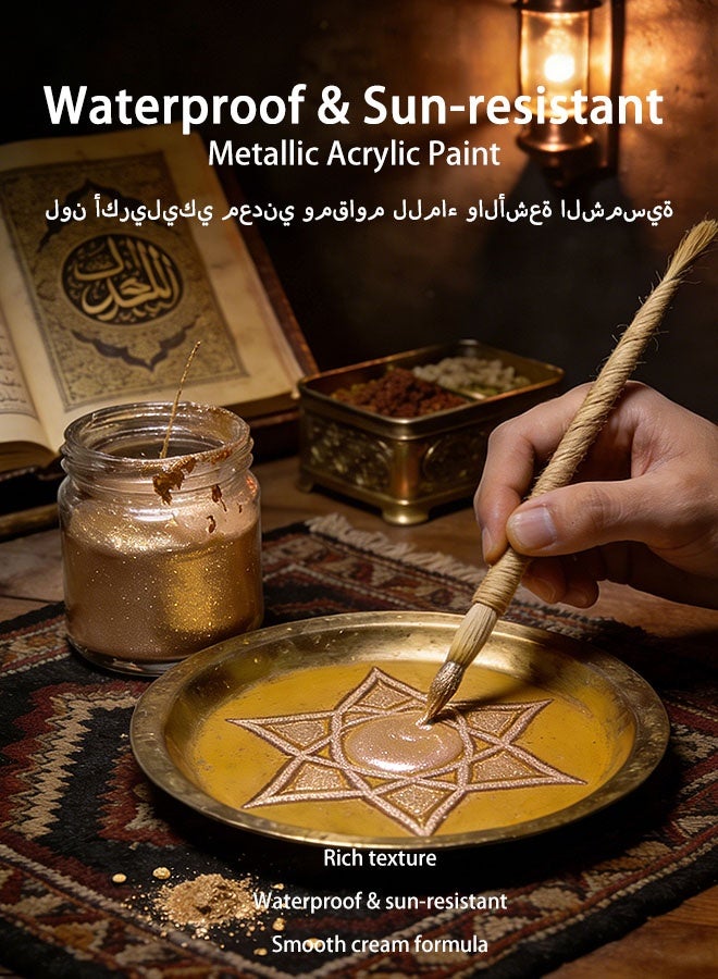 Acrylic Paint 10.14 oz Acrylic Paint, Champagne Gold, Includes ,Metallic and Pearlescent Colors. Portable Paint Refill Pack. - Image 2